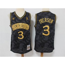 Philadelphia 76ers #3 Allen Iverson Black Hardwood Classics Jersey