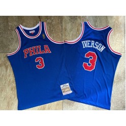 Philadelphia 76ers #3 Allen Iverson Blue 1996-97 Hardwood Classics Jersey