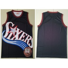 Philadelphia 76ers Big Face Black Hardwood Classics Swingman Jersey