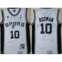 San Antonio Spurs #10 Dennis Rodman White Mesh Hardwood Classics Jersey