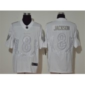 Baltimore Ravens #8 Lamar Jackson White Vapor Untouchable Limited Fashion Nike NFL Men Jersey