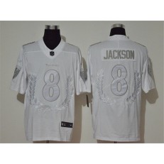 Baltimore Ravens #8 Lamar Jackson White Vapor Untouchable Limited Fashion Nike NFL Men Jersey