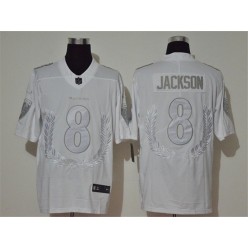 Baltimore Ravens #8 Lamar Jackson White Vapor Untouchable Limited Fashion Nike NFL Men Jersey