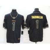 Miami Dolphins #1 Tua Tagovailoa Black Gold Vapor Untouchable Limited Nike NFL Men Jersey