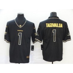 Miami Dolphins #1 Tua Tagovailoa Black Gold Vapor Untouchable Limited Nike NFL Men Jersey