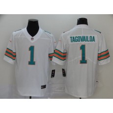 Miami Dolphins #1 Tua Tagovailoa White Throwback Vapor Untouchable Limited Nike NFL Men Jersey