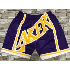 Los Angeles Lakers Purple Black Big Face With Pocket Swingman Shorts