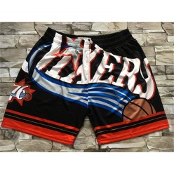 Philadelphia 76ers Yellow Black Big Face With Pocket Swingman Shorts