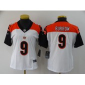 Women Nike Cincinnati Bengals #9 Joe Burrow White 2020 NFL Draft First Round Pick Vapor Untouchable Limited Jersey