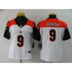 Women Nike Cincinnati Bengals #9 Joe Burrow White 2020 NFL Draft First Round Pick Vapor Untouchable Limited Jersey