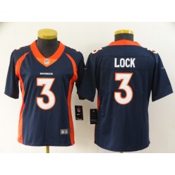Women Nike Denver Broncos #3 Drew Lock Navy Vapor Untouchable Limited Jersey