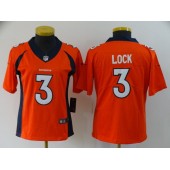 Women Nike Denver Broncos #3 Drew Lock Orange Vapor Untouchable Limited Jersey