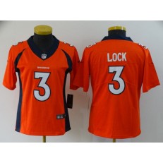 Women Nike Denver Broncos #3 Drew Lock Orange Vapor Untouchable Limited Jersey