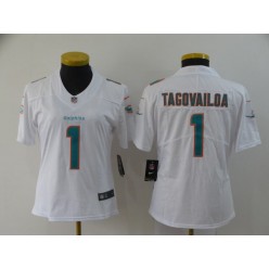 Women Nike Miami Dolphins #1 Tua Tagovailoa White 2020 NFL Draft First Round Pick Vapor Untouchable Limited Jersey