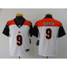 Youth Nike Cincinnati Bengals #9 Joe Burrow White 2020 NFL Draft First Round Pick Vapor Untouchable Limited Jersey