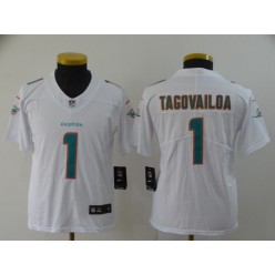 Youth Nike Miami Dolphins #1 Tua Tagovailoa White 2020 NFL Draft First Round Pick Vapor Untouchable Limited Jersey
