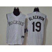 MLB Colorado Rockies #19 Charlie Blackmon White Nike Cool Base Sleeveless Jersey