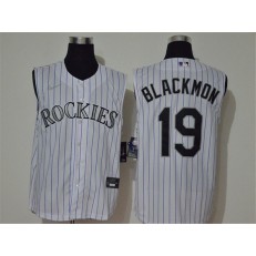 MLB Colorado Rockies #19 Charlie Blackmon White Nike Cool Base Sleeveless Jersey