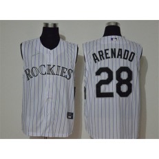 MLB Colorado Rockies #28 Nolan Arenado White Nike Cool Base Sleeveless Jersey