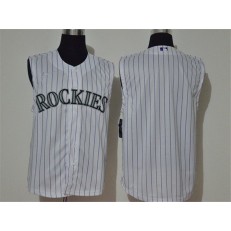 MLB Colorado Rockies Blank White Nike Cool Base Sleeveless Jersey