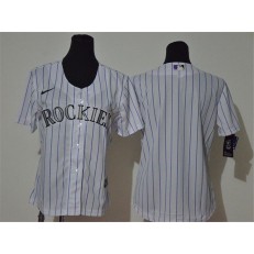 MLB Colorado Rockies Blank White Women Cool Base Jersey