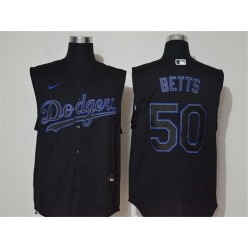 MLB Los Angeles Dodgers #50 Mookie Betts Black Nike Cool Base Sleeveless Jersey