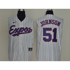 MLB Montreal Expos #51 Randy Johnson White Nike Cool Base Sleeveless Jersey