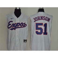 MLB Montreal Expos #51 Randy Johnson White Nike Cool Base Sleeveless Jersey