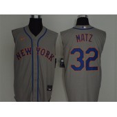 MLB New York Mets #32 Steven Matz Gray Nike Cool Base Sleeveless Jersey