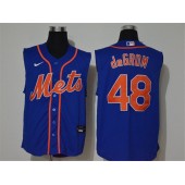 MLB New York Mets #48 Jacob DeGrom Royal Nike Cool Base Sleeveless Jersey
