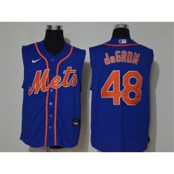 MLB New York Mets #48 Jacob DeGrom Royal Nike Cool Base Sleeveless Jersey