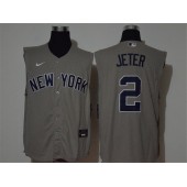 MLB New York Yankees #2 Derek Jeter Gray Nike Cool Base Sleeveless Jersey