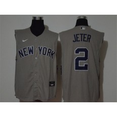 MLB New York Yankees #2 Derek Jeter Gray Nike Cool Base Sleeveless Jersey