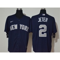 MLB New York Yankees #2 Derek Jeter Navy Nike Cool Base Jersey