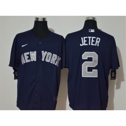 MLB New York Yankees #2 Derek Jeter Navy Nike Cool Base Jersey