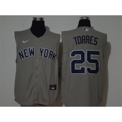 MLB New York Yankees #25 Gleyber Torres Gray Nike Cool Base Sleeveless Jersey