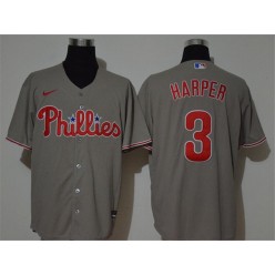 MLB Philadelphia Phillies #3 Bryce Harper Gray 2020 Nike Cool Base Jersey