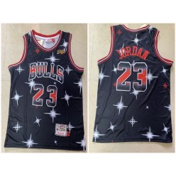Chicago Bulls #23 Michael Jordan Black 1997 NBA Finals Patch Star Hardwood Classics Jersey