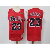 Chicago Bulls #23 Michael Jordan Red NBA Finals Patch Hardwood Classics Jersey