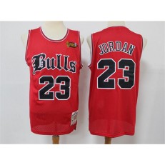 Chicago Bulls #23 Michael Jordan Red NBA Finals Patch Hardwood Classics Jersey
