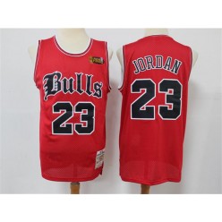 Chicago Bulls #23 Michael Jordan Red NBA Finals Patch Hardwood Classics Jersey
