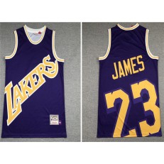 Los Angeles Lakers #23 Lebron James Purple Hardwood Classics Jersey