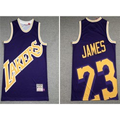 Los Angeles Lakers #23 Lebron James Purple Hardwood Classics Jersey