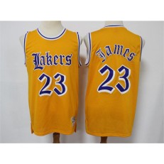 Los Angeles Lakers #23 Lebron James Yellow Faded Swingman Jersey
