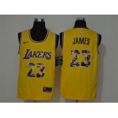 Los Angeles Lakers #23 Lebron James Yellow Fashion Swingman Jersey