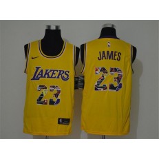 Los Angeles Lakers #23 Lebron James Yellow Fashion Swingman Jersey