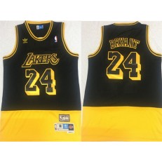 Los Angeles Lakers #24 Kobe Bryant Fluorescent Black Yellow Split Hardwood Classics Jersey