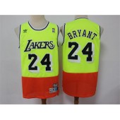 Los Angeles Lakers #24 Kobe Bryant Fluorescent Green Orange Split Hardwood Classics Jersey
