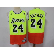 Los Angeles Lakers #24 Kobe Bryant Fluorescent Green Orange Split Hardwood Classics Jersey