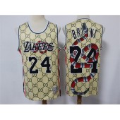 Los Angeles Lakers #24 Kobe Bryant Gray Gucci Chinese Dragon Hardwood Classics Jersey